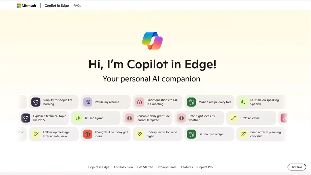 MSFT An interface showing Copilot in Edge with a variety of prompts Edge Just Changed Browsing Forever (AI Copilot Deep Dive)